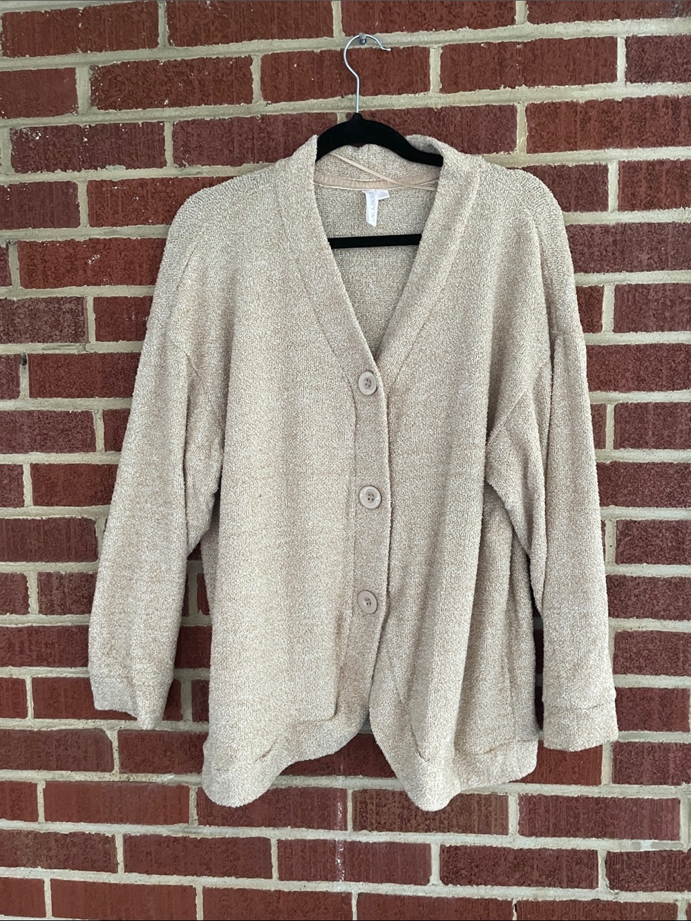 Cozy Tan Button-Up Cardigan